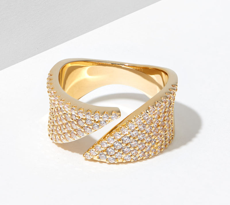 Diamonique 2.45 cttw Pave Goldtone Cuff Ring — View 9