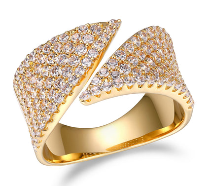 Diamonique 2.45 cttw Pave Goldtone Cuff Ring