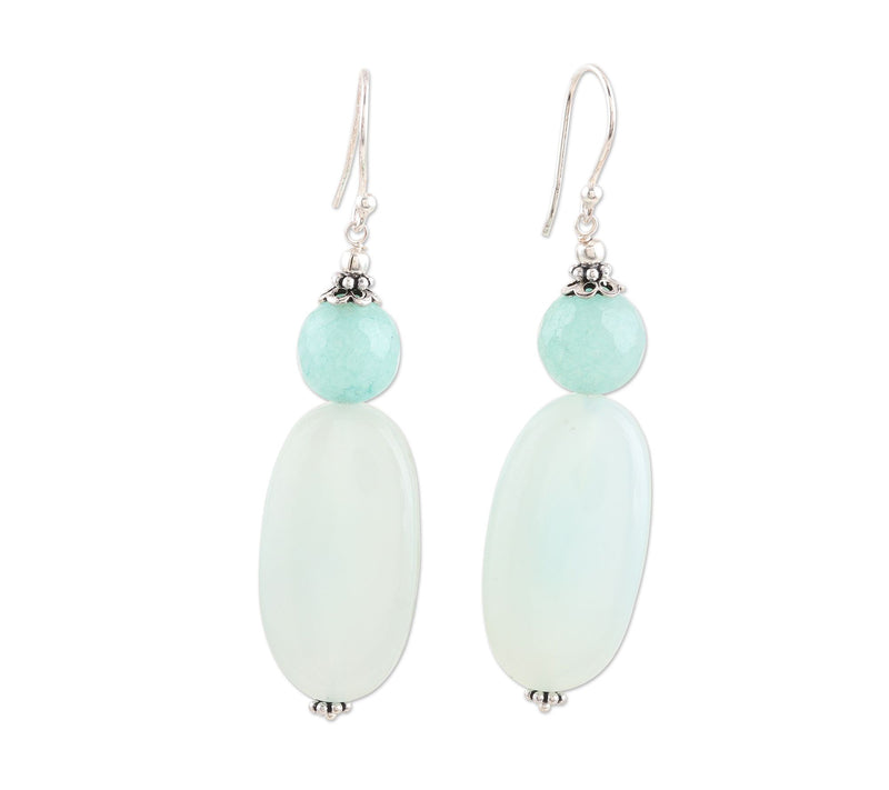 Novica Artisan Crafted Sterling Chalcedony Dangle Earrings — View 4