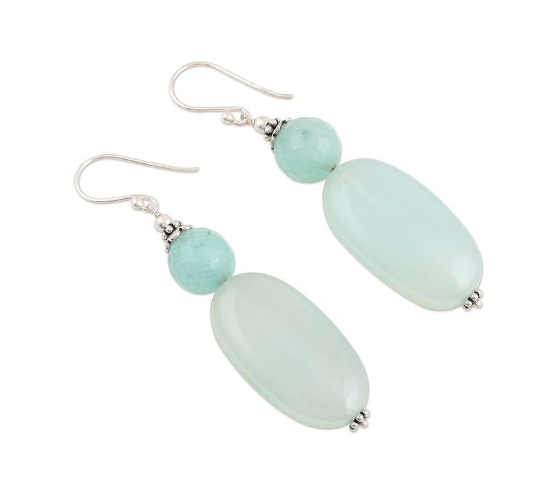 Novica Artisan Crafted Sterling Chalcedony Dangle Earrings — View 6
