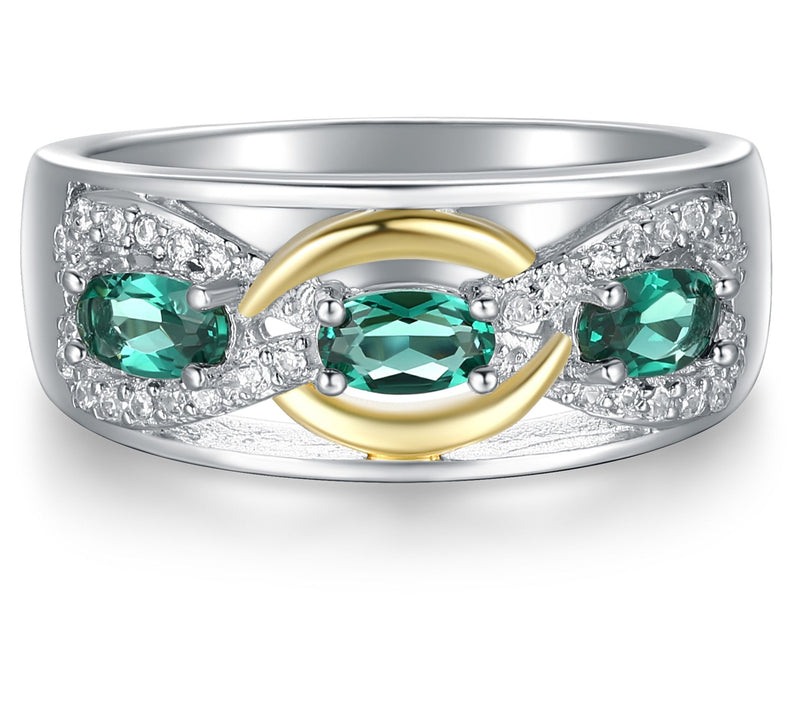Diamonique & Lab Created Green Quartz Ring, Ste rling Silver — View 5