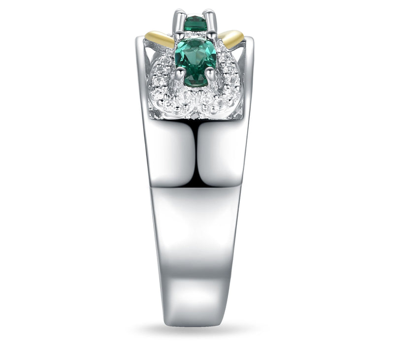 Diamonique & Lab Created Green Quartz Ring, Ste rling Silver — View 6