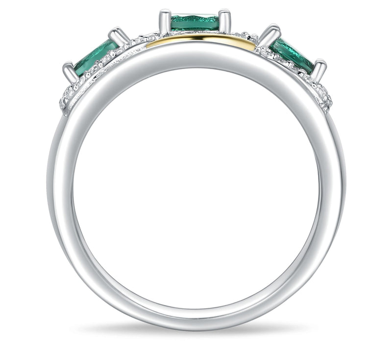 Diamonique & Lab Created Green Quartz Ring, Ste rling Silver — View 4