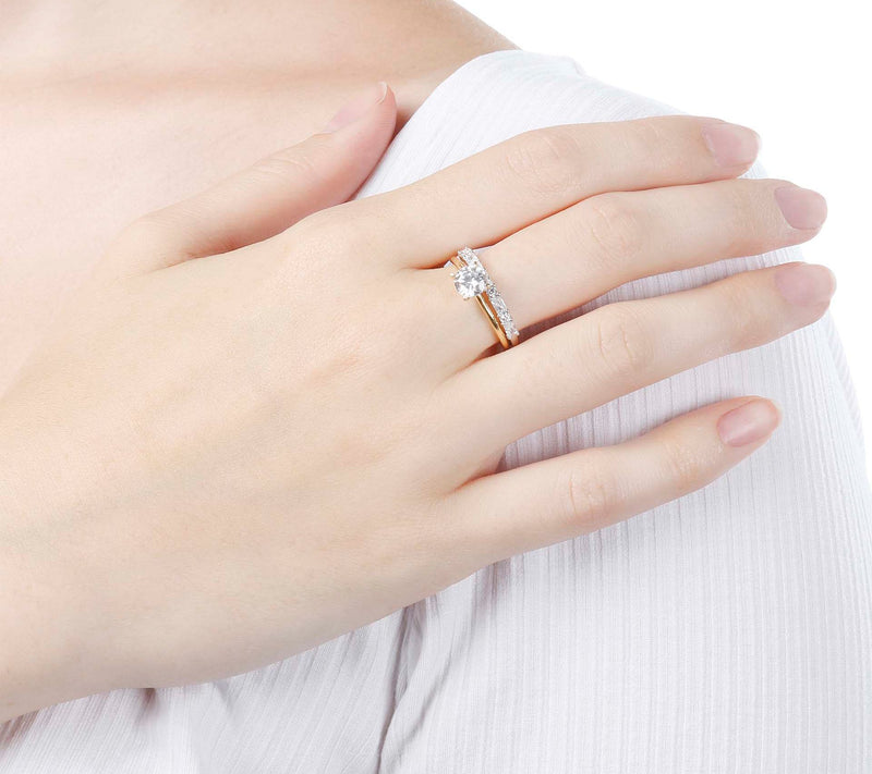 Diamonique Two-Tone Bridal Ring Set, Sterling Silver — View 4