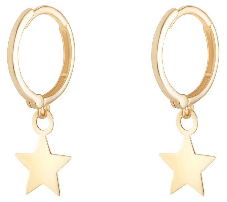 NJO Designs 10K Gold Star Drop Hoop Earrings — View 3