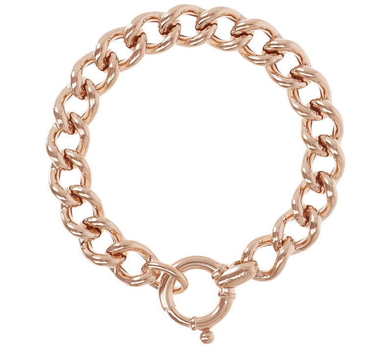 Veronese 18K Plated Polished Bold Curb Link Bracelet, 21.2g — View 3