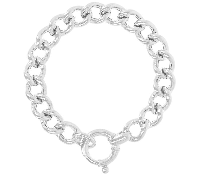Veronese 18K Plated Polished Bold Curb Link Bracelet, 21.2g — View 5