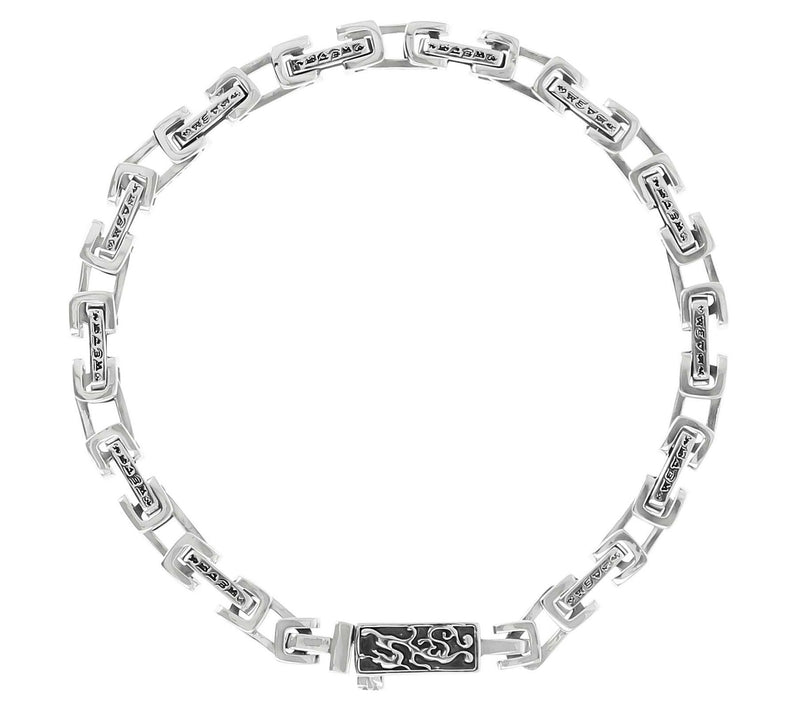Italian Silver Men's Byzantine Link Bracelet — Main view