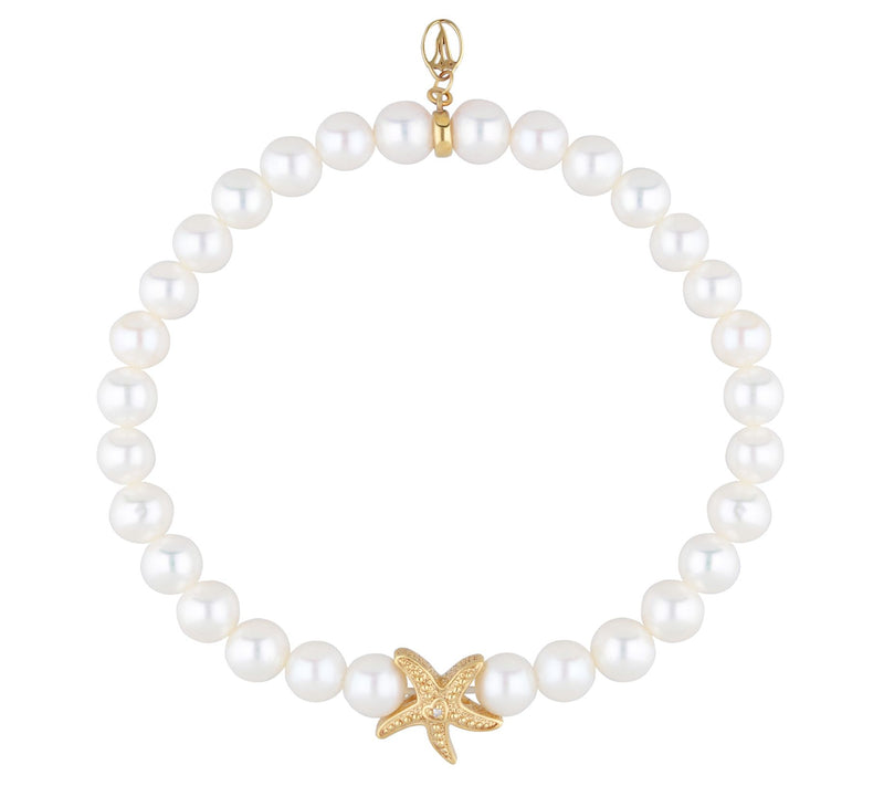 Goddaughters 14K Clad Cultured Pearl Starfish Stretch Bracelet — Main view