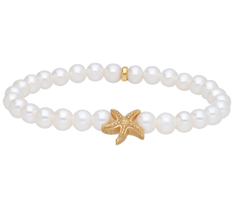 Goddaughters 14K Clad Cultured Pearl Starfish Stretch Bracelet — View 2