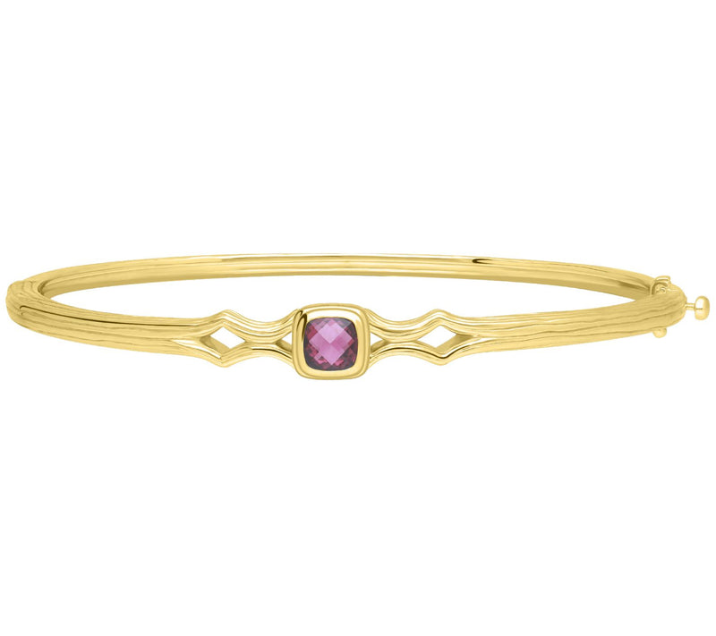 Ariva 18K Gold Clad Rhodolite Silk Hinged Bangl e — Main view