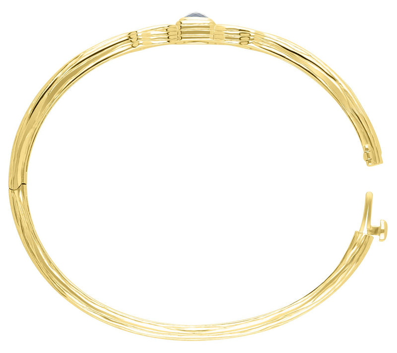 Ariva 18K Gold Clad Blue Topaz Silk Hinged Bang le — View 4