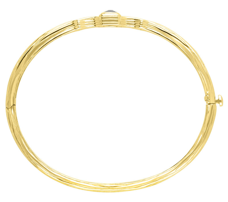 Ariva 18K Gold Clad Blue Topaz Silk Hinged Bang le — View 3