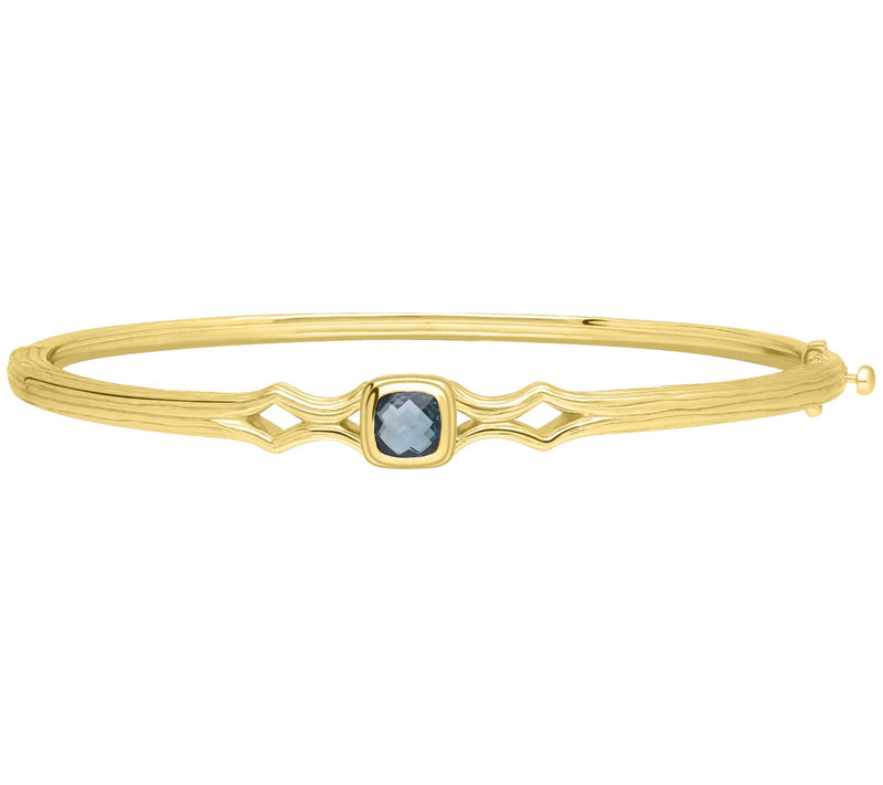 Ariva 18K Gold Clad Blue Topaz Silk Hinged Bang le — Main view