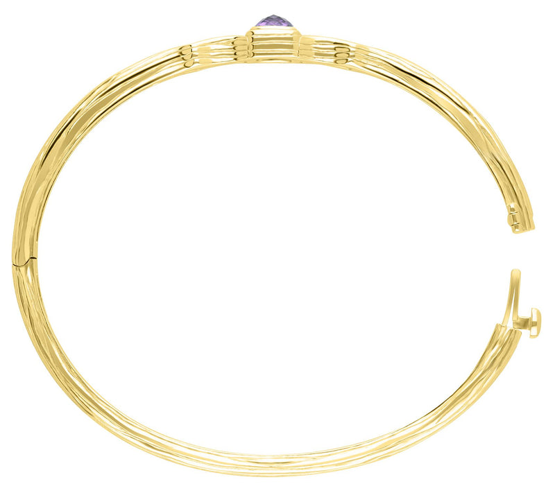 Ariva 18K Gold Clad Gemstone Silk Hinged Bangle — View 10