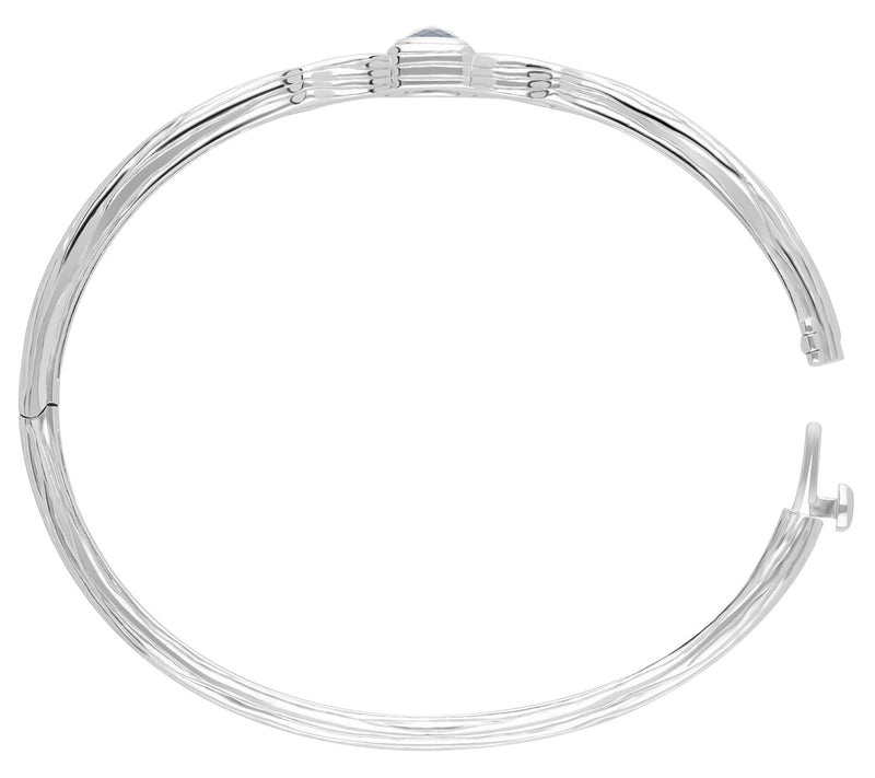 Ariva Sterling Silver Blue Topaz Silk Hinged Ba ngle — View 4