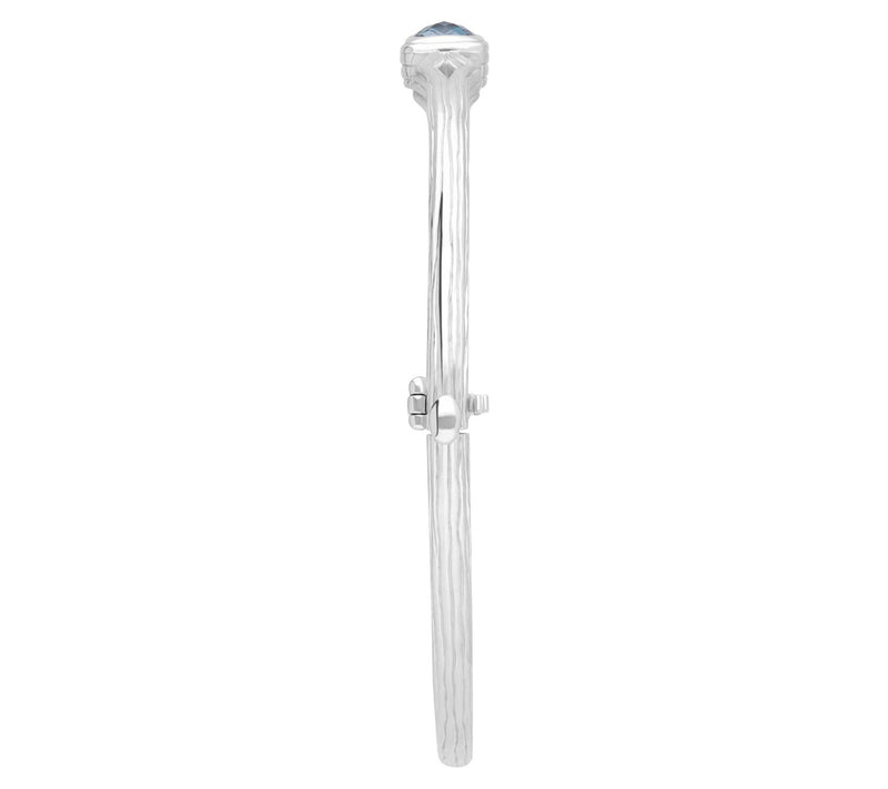 Ariva Sterling Silver Blue Topaz Silk Hinged Ba ngle — View 2