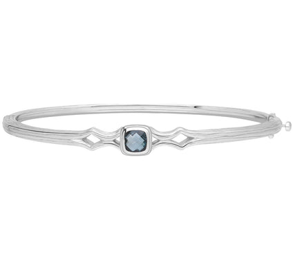 Ariva Sterling Silver Blue Topaz Silk Hinged Ba ngle
