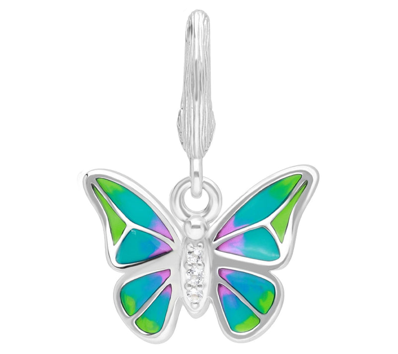 Ariva Sterling Silver Enamel Butterfly Charm — Main view
