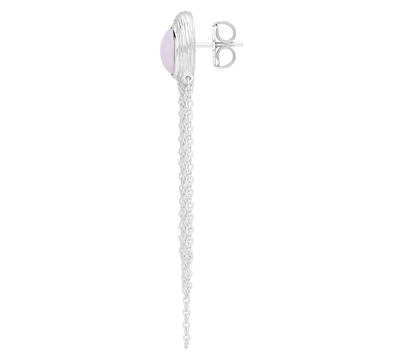 Ariva Sterling Silver Pink Opal Cascading Chain Earrings — View 4