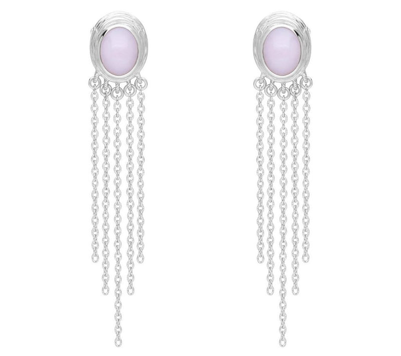 Ariva Sterling Silver Pink Opal Cascading Chain Earrings — View 3