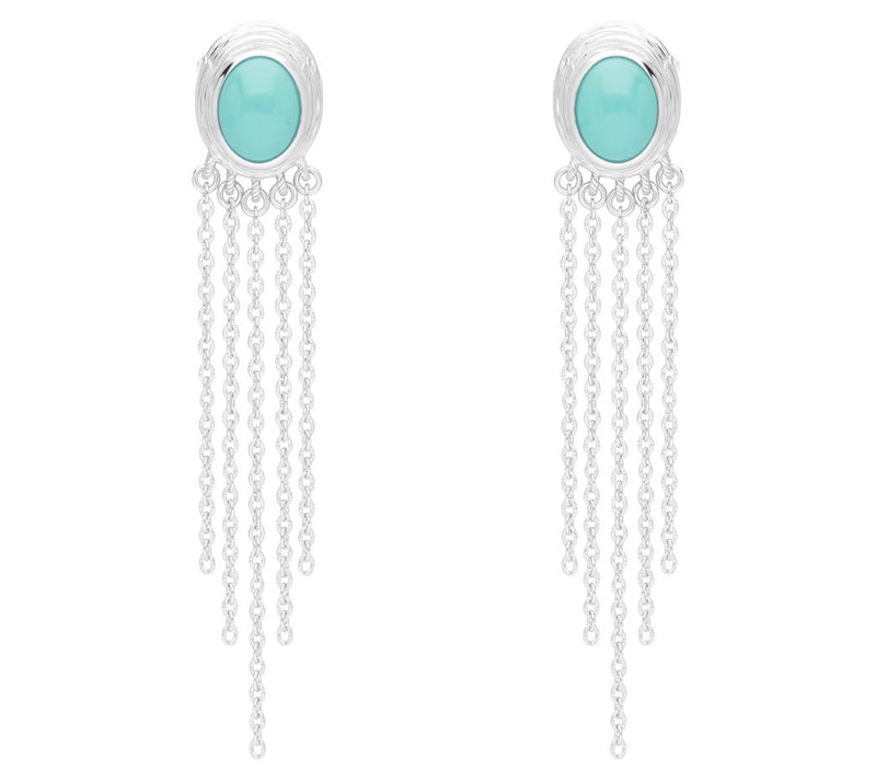 Ariva Sterling Silver Turquoise Cascading Chain Earrings — Main view