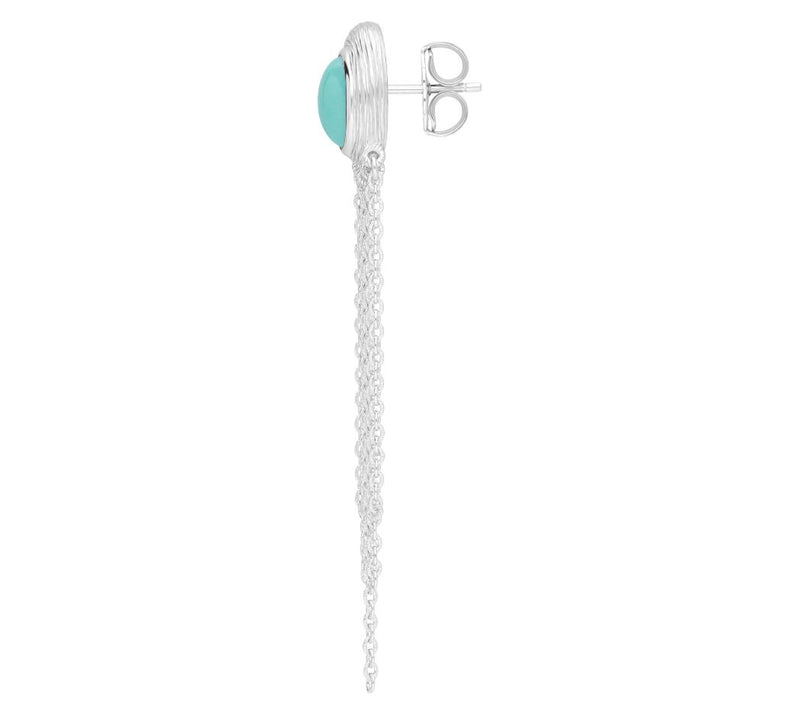 Ariva Sterling Silver Turquoise Cascading Chain Earrings — View 4