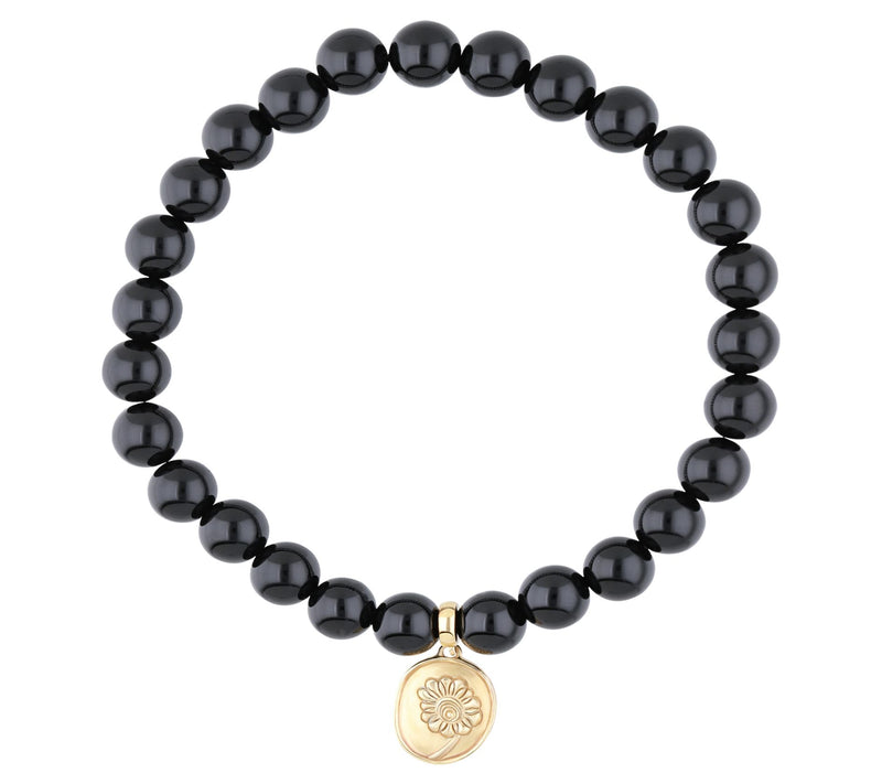 Elyse Ryan 14K Gold Clad Charm Onyx Bead Bracelet — View 3