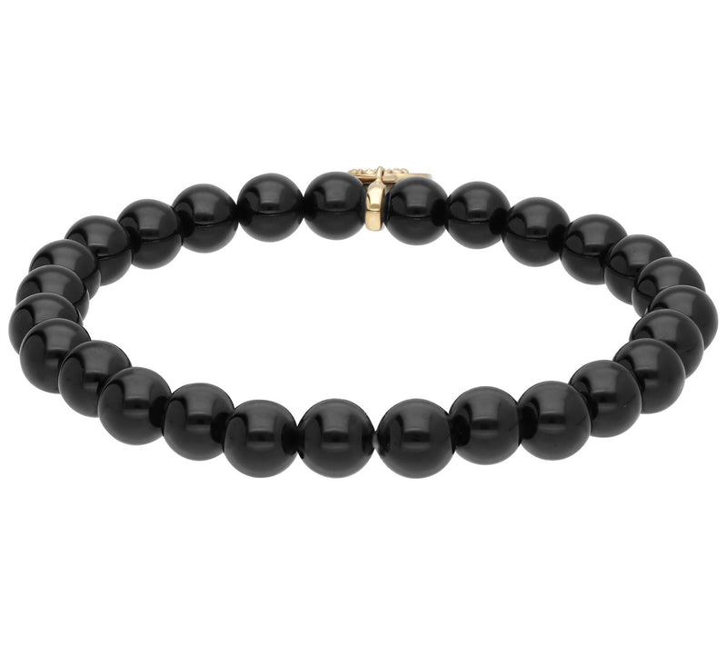 Elyse Ryan 14K Gold Clad Charm Onyx Bead Bracelet — View 2