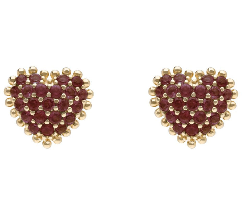 Elyse Ryan 14K Gold Clad Pave Gemstone Heart Stud Earrings — Main view