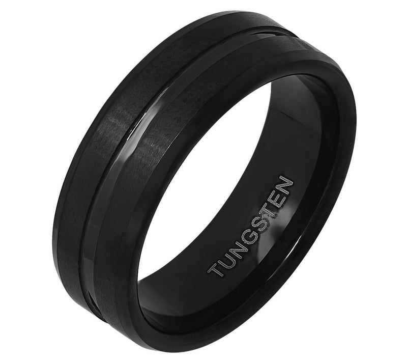 Steel by Design Men's Black IP Band Ring — View 2