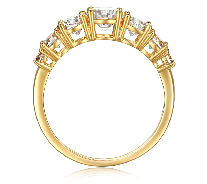 Diamonique 2.90 cttw 7-Stone Ring, 18K Gold Clad — View 4