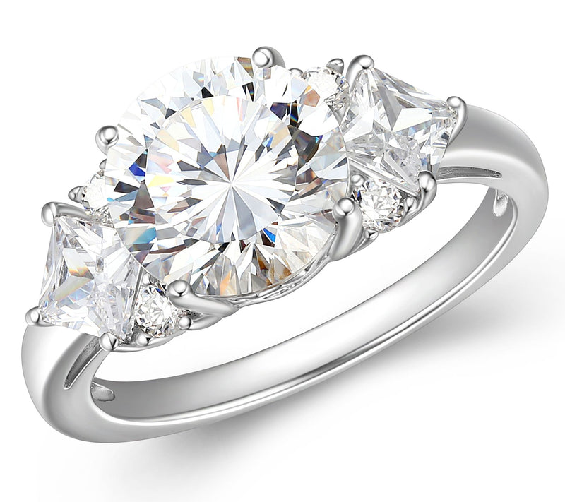Diamonique 5.65 cttw 3-Stone Ring, Sterling Silver — View 3