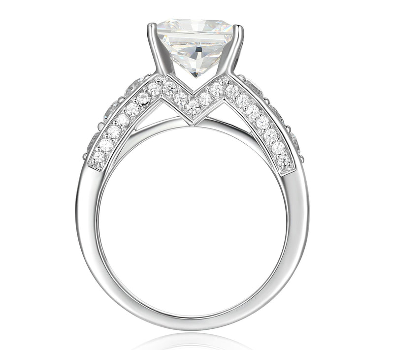 Diamonique 5.75 cttw Princess Cut Ring, Sterling Silver — View 5