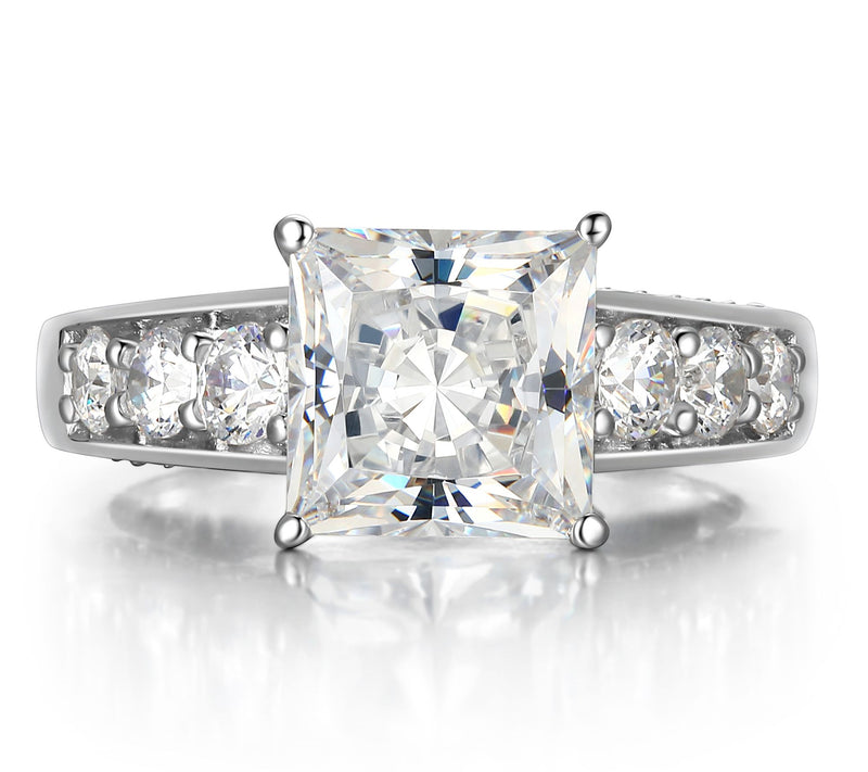 Diamonique 5.75 cttw Princess Cut Ring, Sterling Silver — View 4