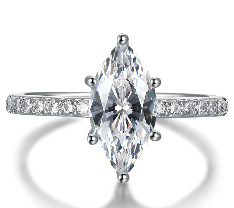 Diamonique 3.05 cttw Marquise Cut Ring, Sterling Silver — View 6