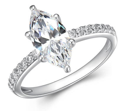 Diamonique 3.05 cttw Marquise Cut Ring, Sterling Silver
