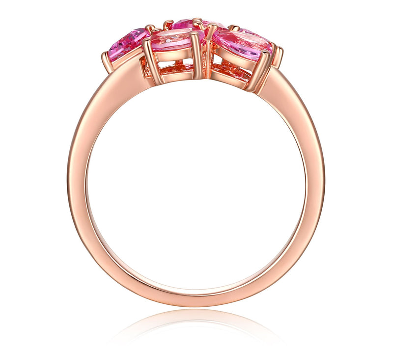 Diamonique & Created Pink Sapphire Ring, 18K Go ld Plated — View 5