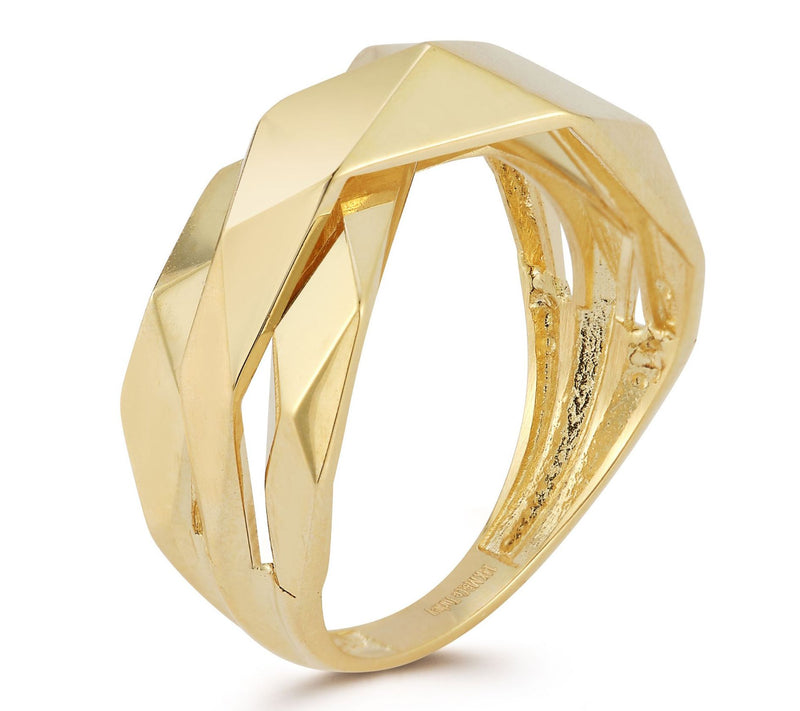 Luminosa Gold Bold Geometric Highway Ring, 14K — View 4