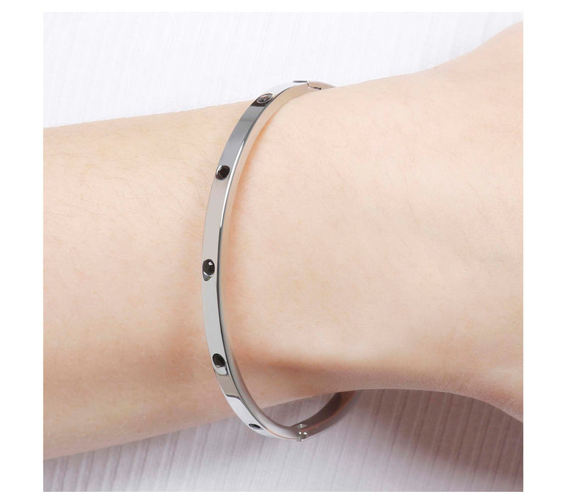 Steel By Design Black Crystal Accent Hinged Banle — View 8