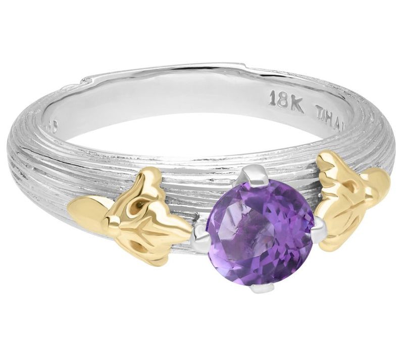 Ariva Sterling Silver & 18K Gold Round Gemstone Ring — View 3
