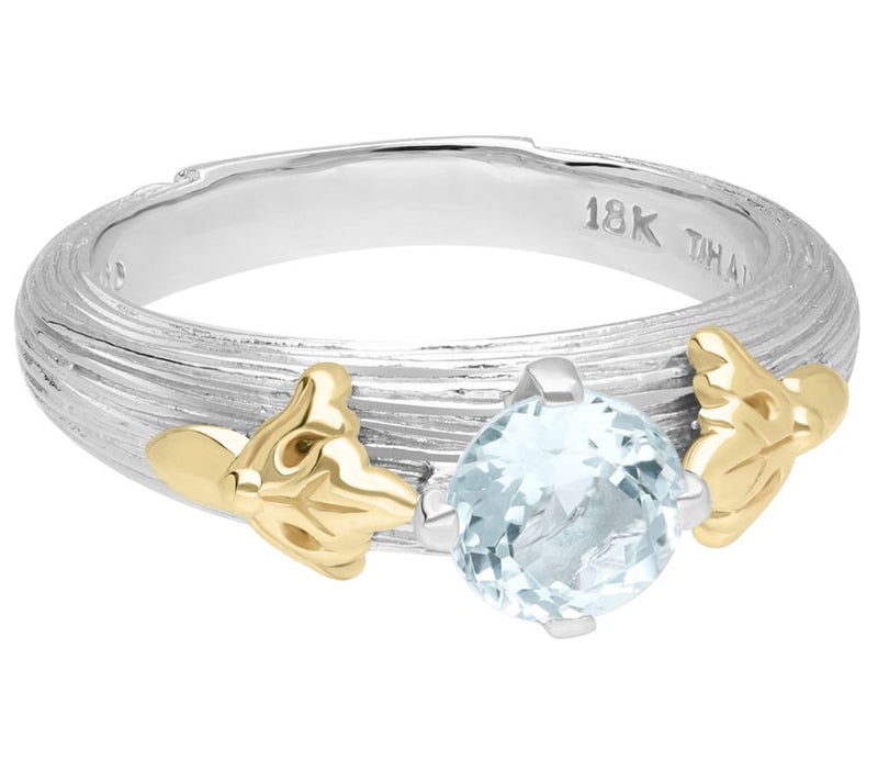 Ariva Sterling Silver & 18K Gold Aquamarine Acanthus Ring — Main view