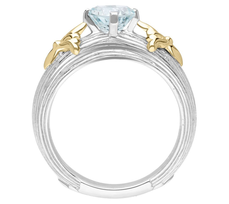 Ariva Sterling Silver & 18K Gold Aquamarine Acanthus Ring — View 2