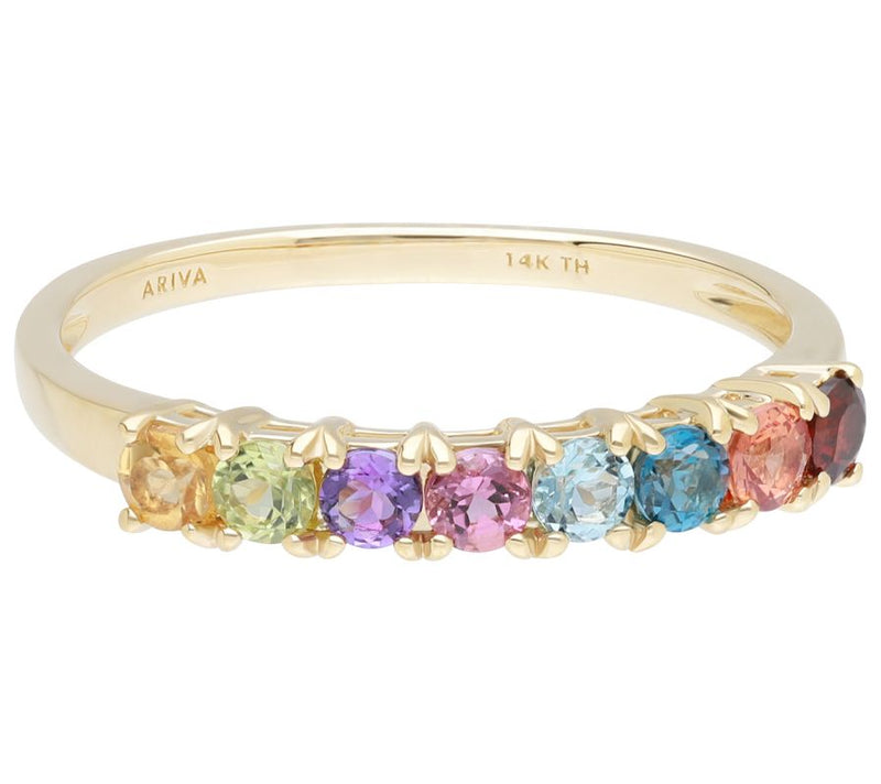 Ariva 14K Gold Rainbow Gemstome Band Ring — Main view