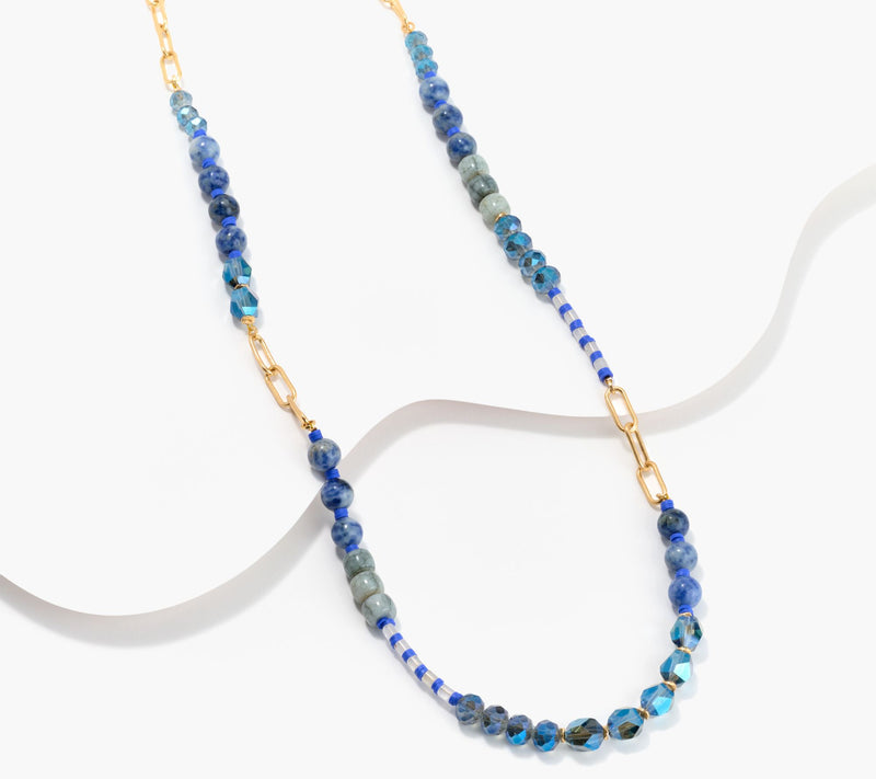 Susan Graver Bead and Chain Adjustable Necklace — View 7