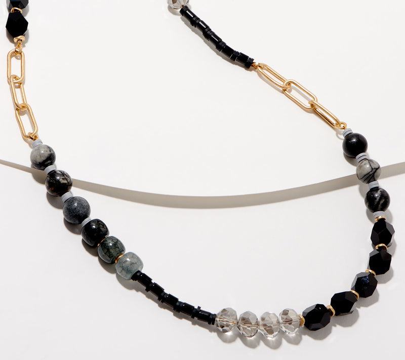 Susan Graver Bead and Chain Adjustable Necklace — View 9