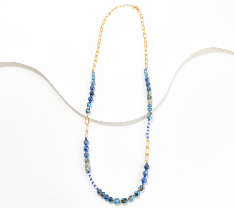 Susan Graver Bead and Chain Adjustable Necklace — View 10