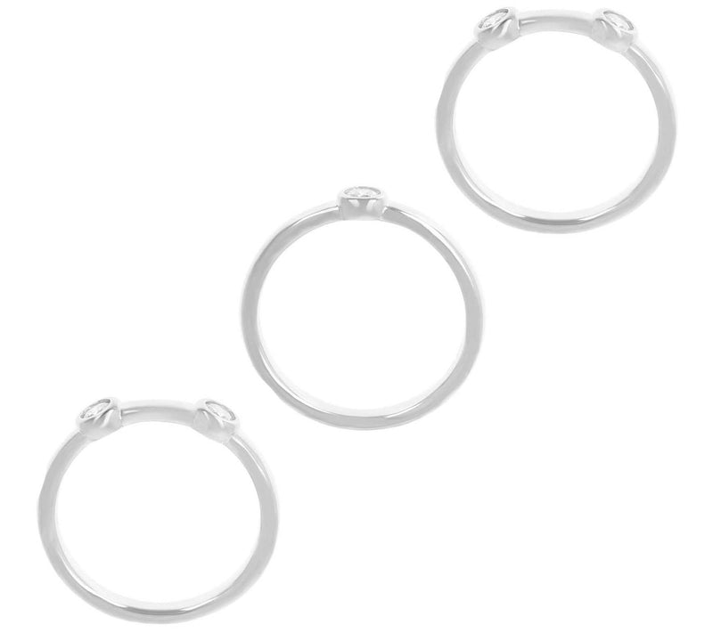 Diamonique Set of 3 Stackable Band Rings, Sterling Silver — View 9
