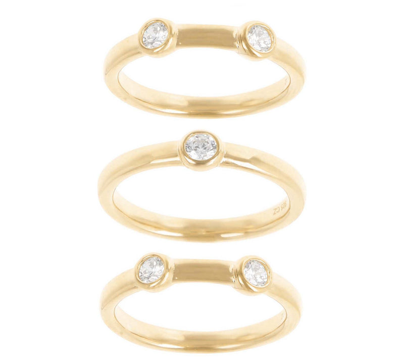 Diamonique Set of 3 Stackable Band Rings, Sterling Silver — View 7