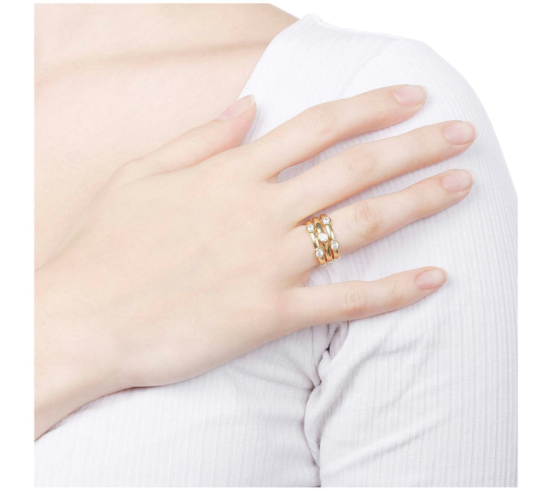 Diamonique Set of 3 Stackable Band Rings, Sterling Silver — View 10
